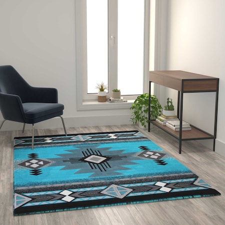 Flash Furniture 5x7 Turquoise Rustic Southwest Style Area Rug ACD-RGC318-57-TQ-GG